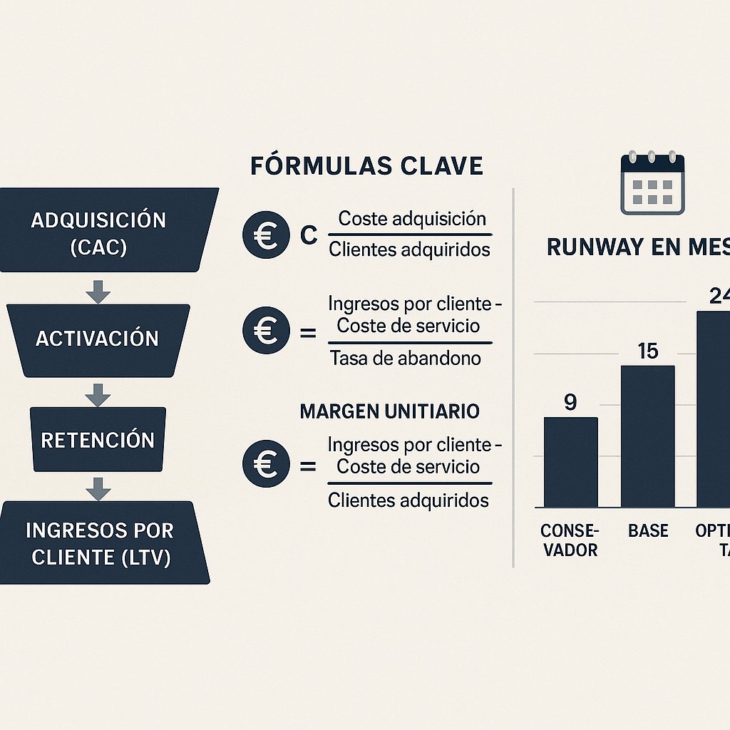 Unit economics y runway para emprendedores en España (2026): valida tu idea y diseña el primer P&L