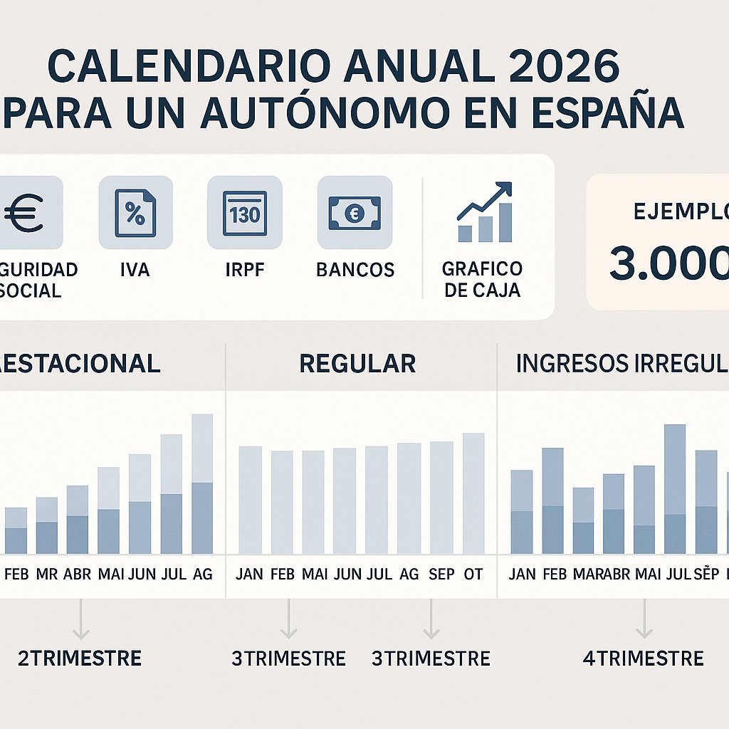 Calendario fiscal y de caja para autónomos 2026: plan mensual para pagar cuotas, IVA, IRPF y evitar sorpresas