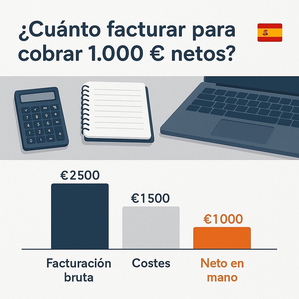 Cuánto tienes que facturar para ganar 1.000 € netos como autónomo en España (2026): ejemplos prácticos y cálculo paso a paso